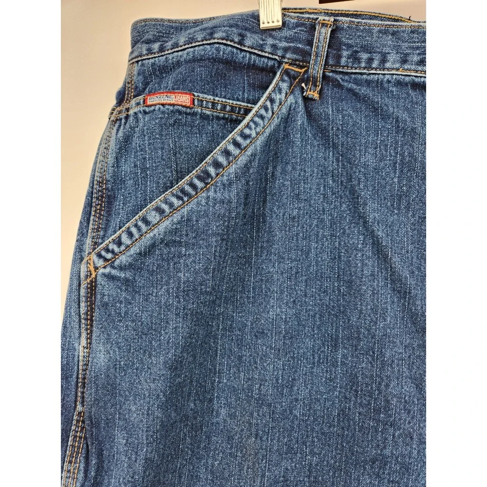 VTG‎ Benzene Carpenter Jeans Mens 42x30 Blue Baggy Denim Dark Wash American USA - Picture 3 of 9